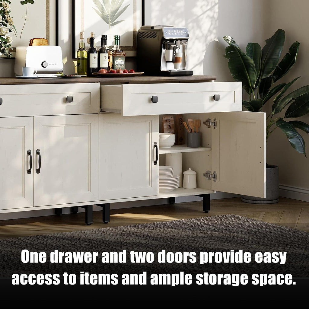 White Farmhouse Coffee Bar Sideboard