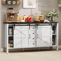 Distressed White Barn Door Sideboard