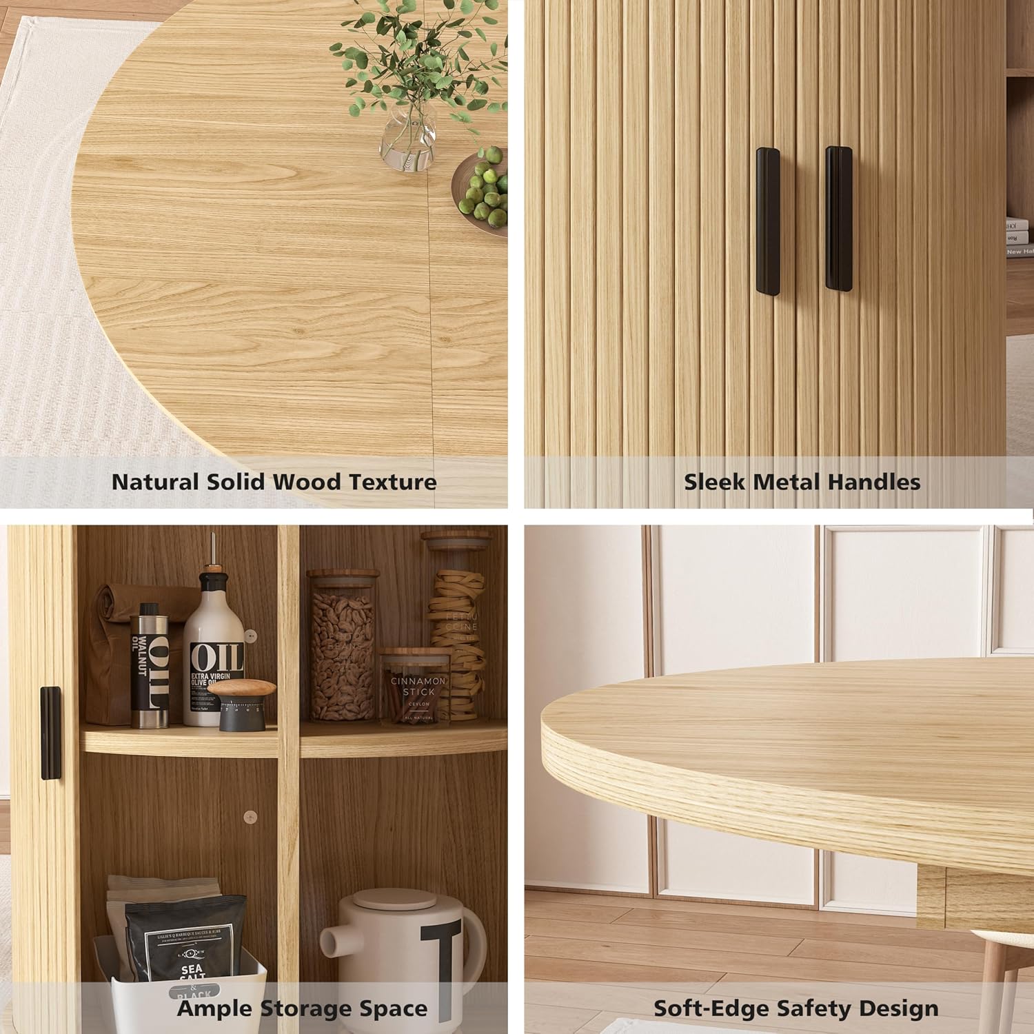 Extendable Round Pedestal Dining Table with Storage