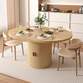 Extendable Round Pedestal Dining Table with Storage