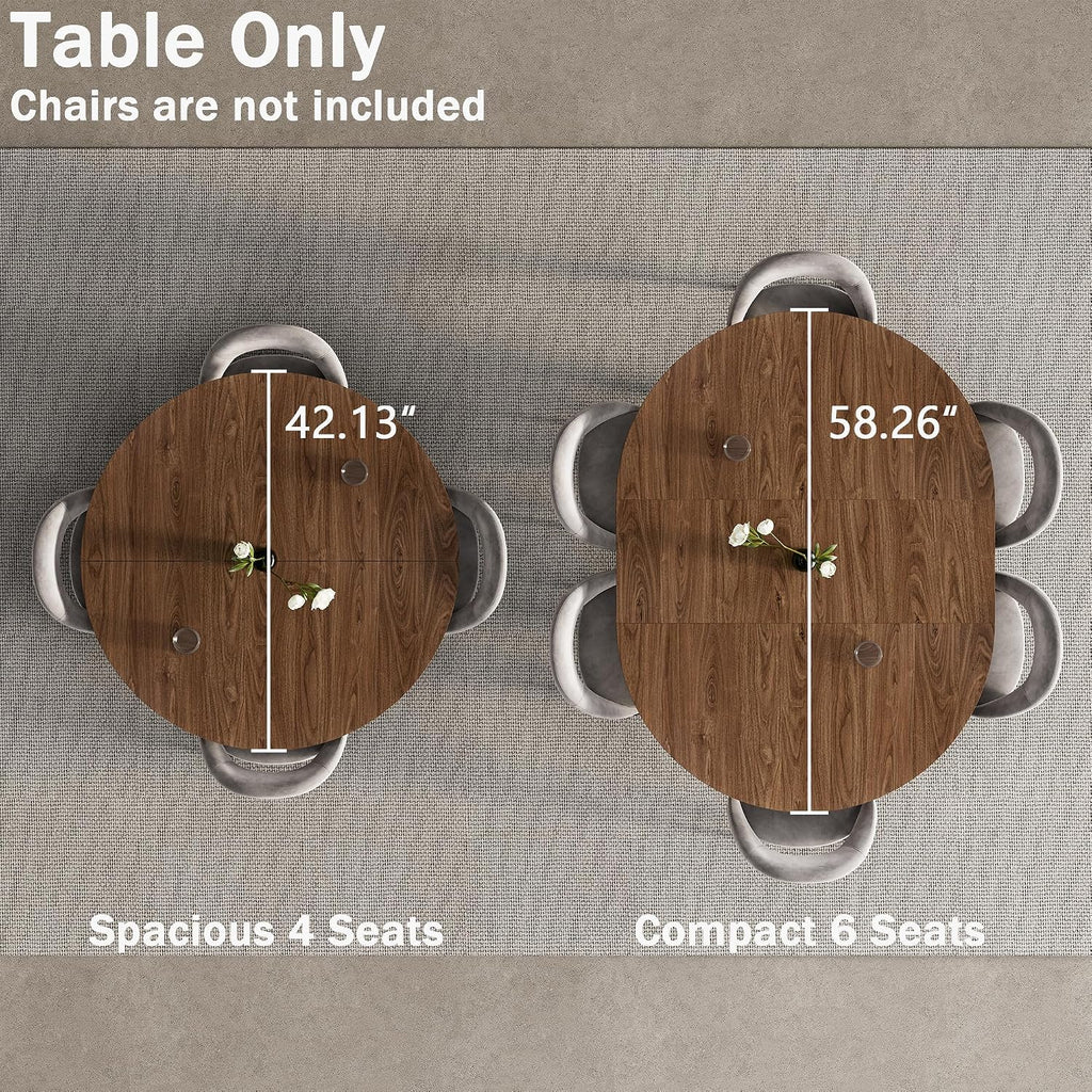 Extendable Round Dining Table with Storage Metal Legs
